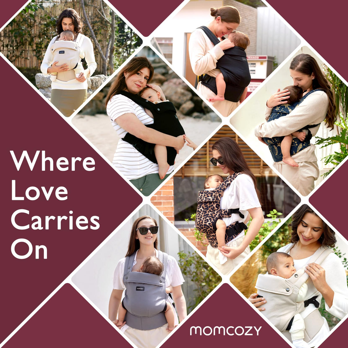Momcozy Baby Carrier for 3-24M/3.2-20kg, Waist 64-127cm, Cotton Khaki