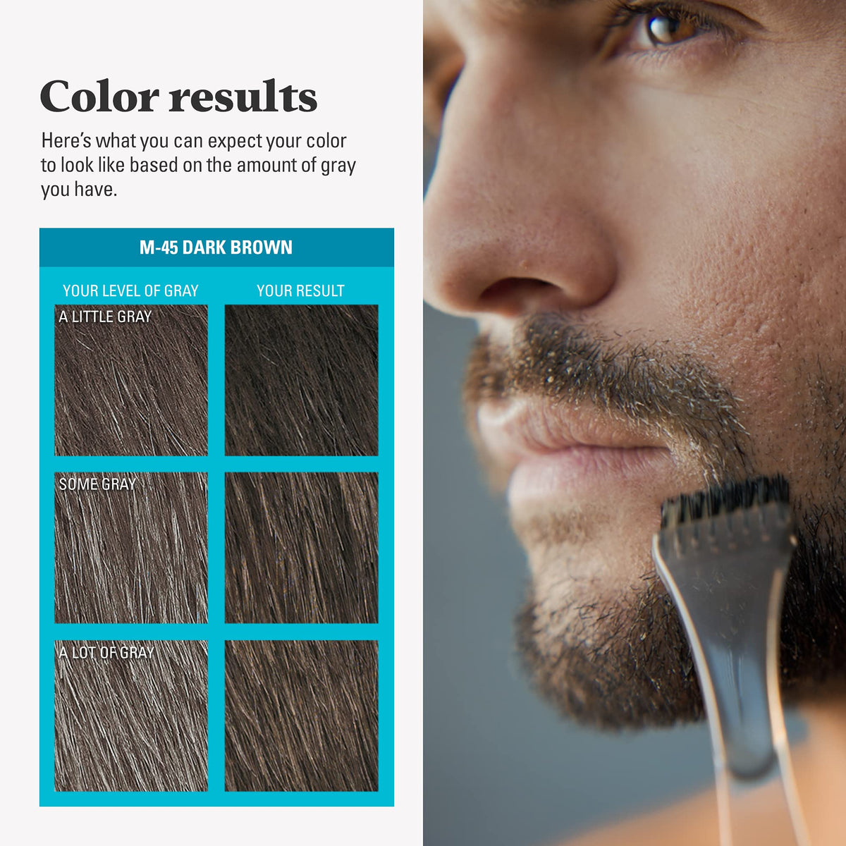 Just for men Moustache & Beard Dark Brown Dye, Eliminates Grey for a Thicker & Fuller Look M45
