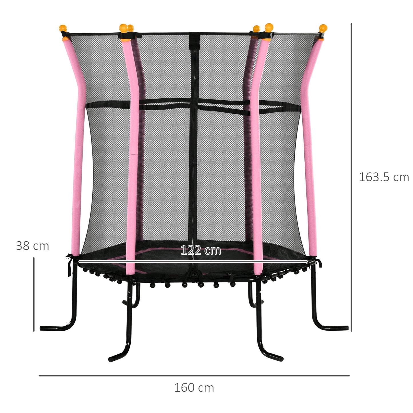 Homcom 4 FT Kids Trampoline, 48 Inch Toddler Trampoline with Enclosure Net Indoor Outdoor for Child Toddler Age 3-10 Years