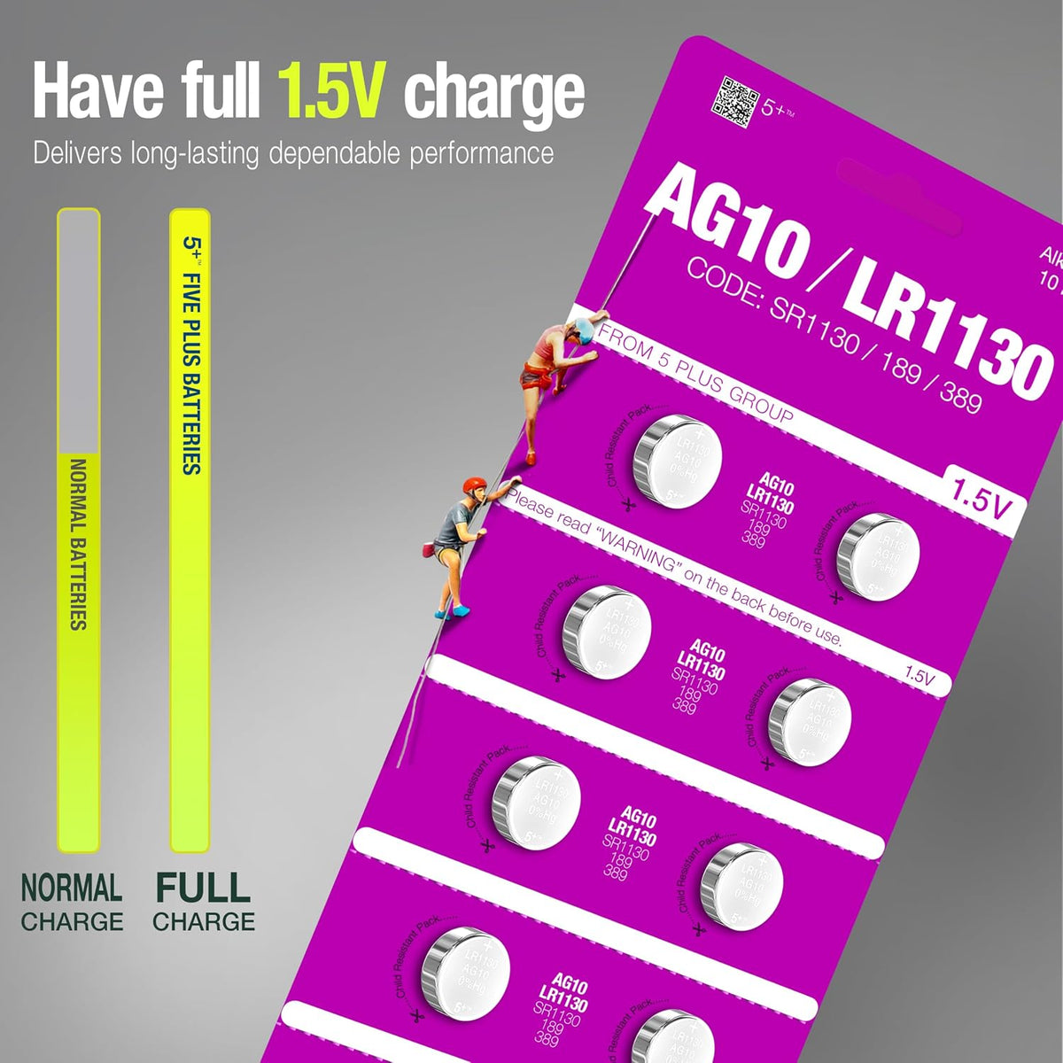 LR1130 AG10 SR1130 389 390 LR54 1.5V Button Cell Batteries (10 Pack) – Long Lasting Coin Batteries for Watches, Toys, Calculators & Small Electronics