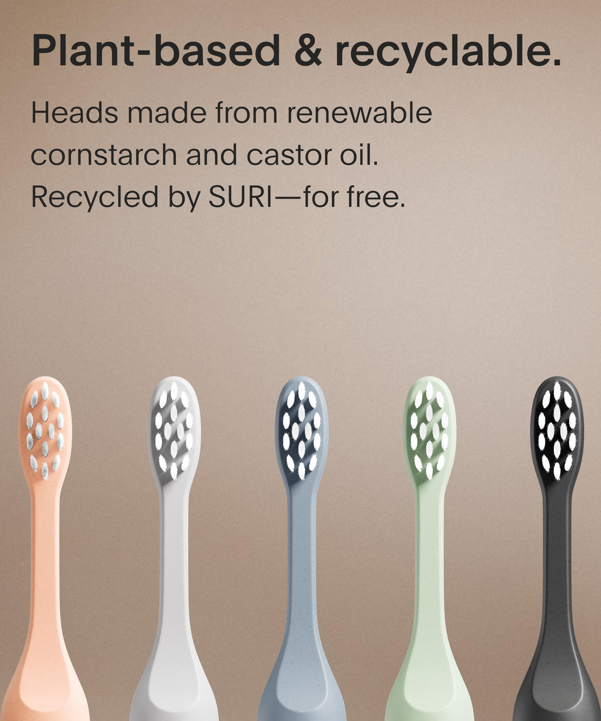 SURI Recyclable Electric Toothbrush Heads | Core & Pro Compatible | Long Lasting Replacement Heads | Pack of 3 | Winter Fern