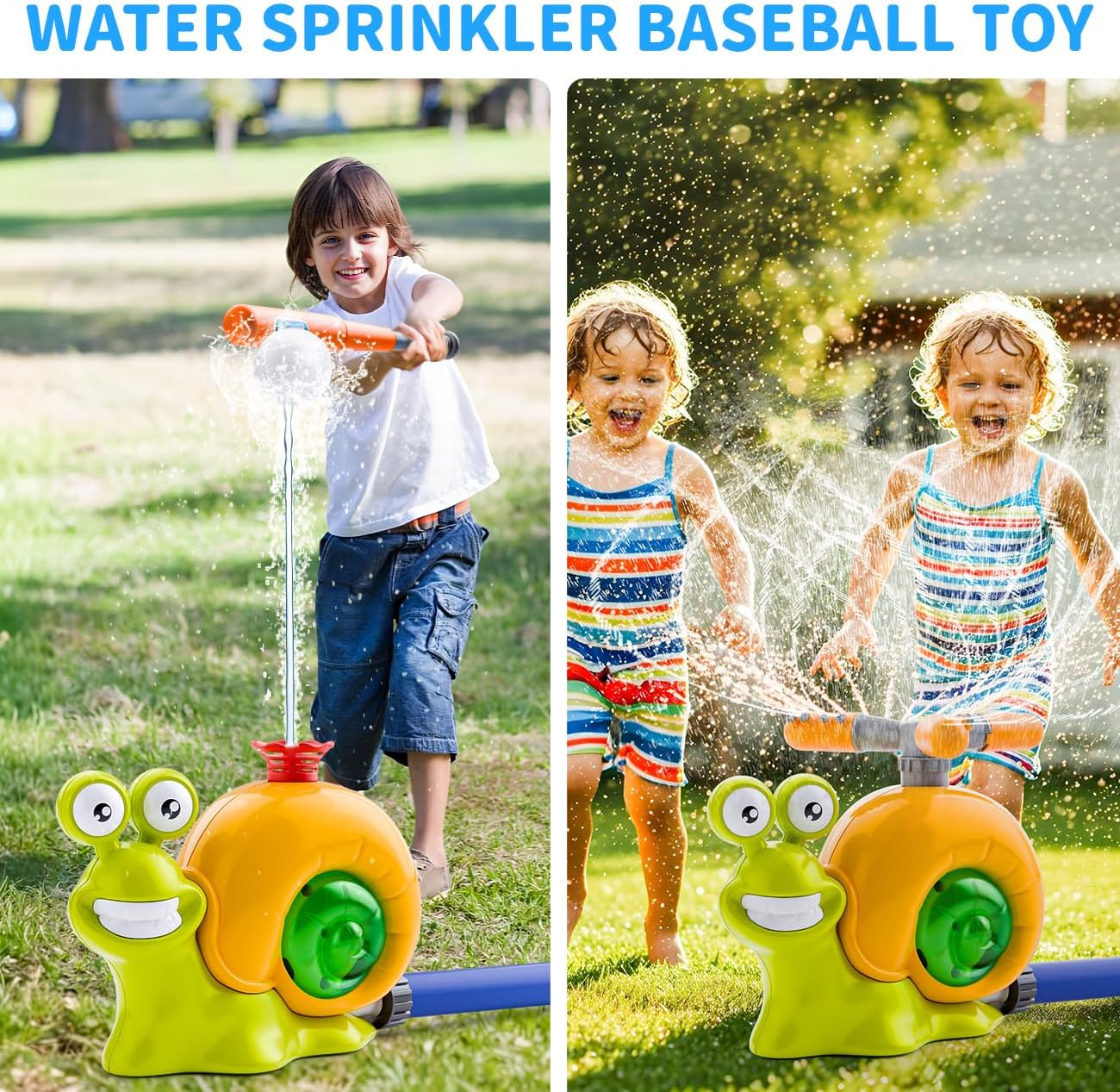 Water Sprinkler Baseball Toy for Kids: Garden Toys for Toddlers Age 3-5 - Outdoor Toys for 4 5 6 7 Year Old Boys Girls Birthday Gifts - Summer Toys for Kids 8-12 Water Play Splash Pad