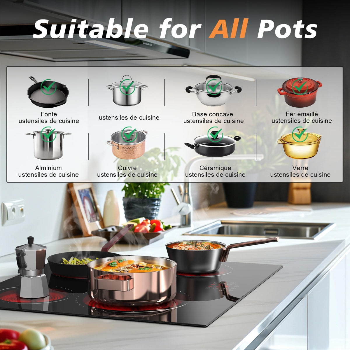 Hobsir Plug in Ceramic Hob, 2 Ring Electric Hob 60 cm