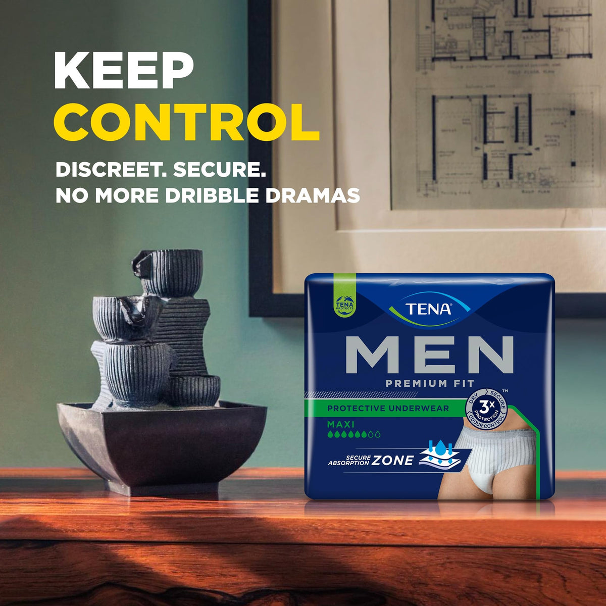 TENA Men Protective Underwear, Large, Level 4 for Heavy Bladder Weakness x 40