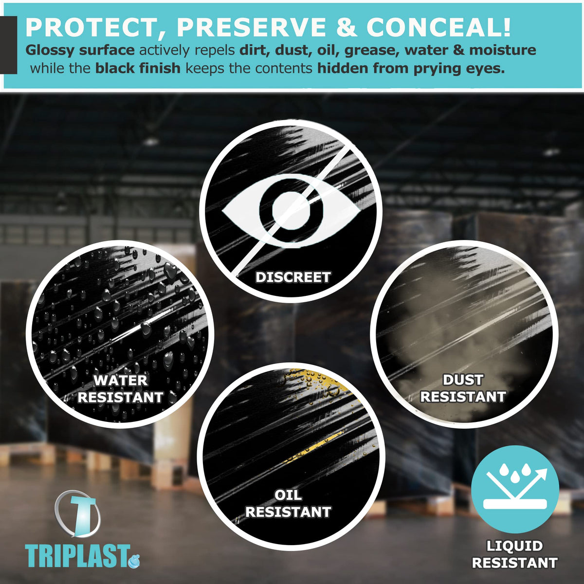 Triplast Pallet Stretch Shrink Wrap Roll (400mm x 250m) - Pick Qty & Colour - Heavy Duty Pallet Wrap, Industrial Stretch Wrap, Packaging Cling Film, Strong Plastic Wrap, Luggage Wrap (Black, 1 Roll)