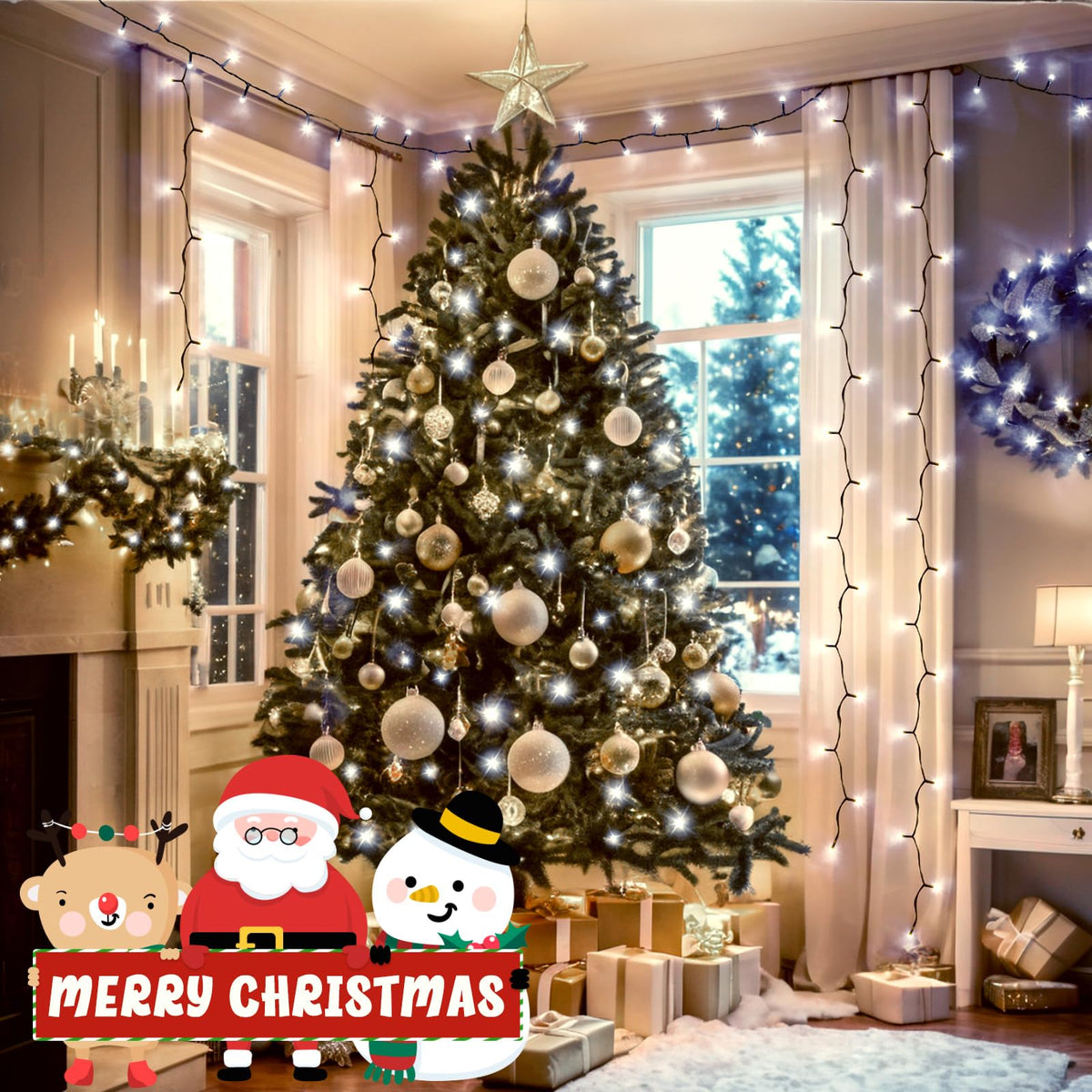 Gcstnn Battery Fairy Lights, 3M/9.8Ft 30LED Battery Powered Fairy Lights Indoor Outdoor with 6h Timer Waterproof String Lights On Green Cable,for Bedroom Christmas Tree Decorations,Garden-Cool White