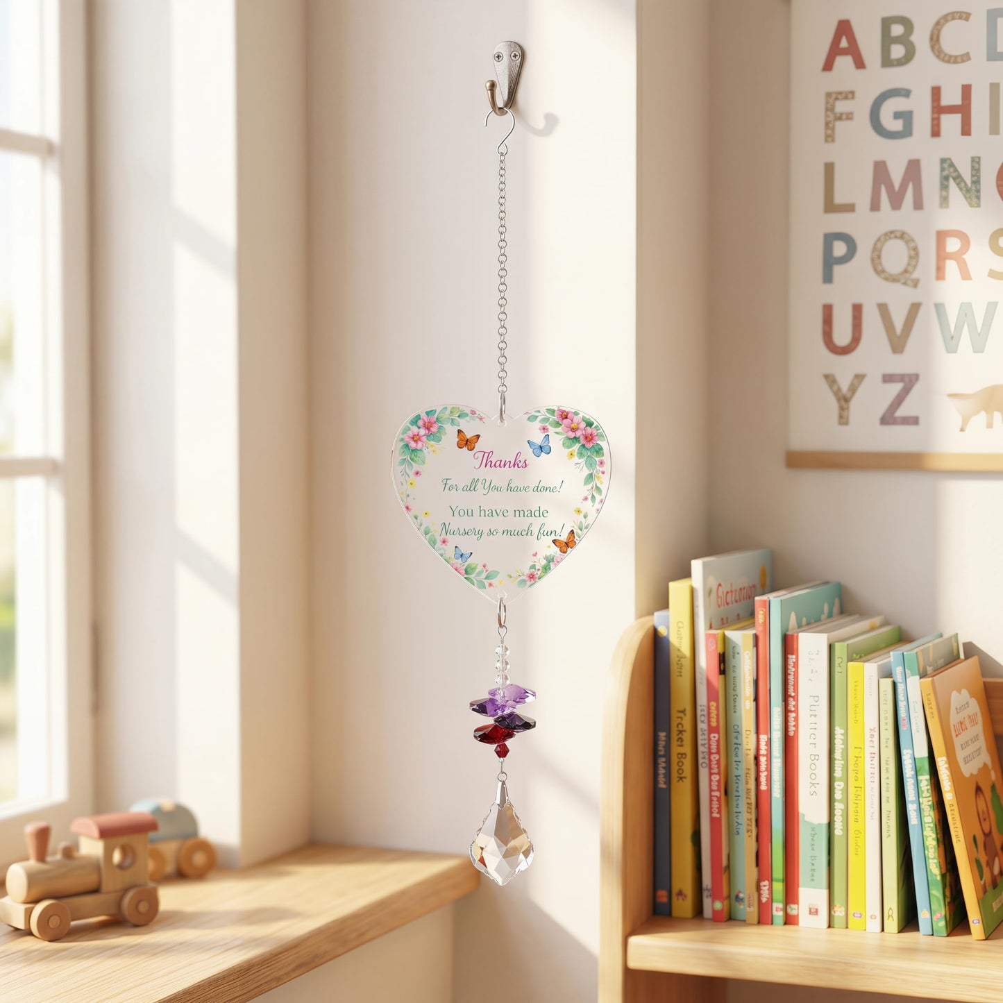 Teacher Gifts for Women Thank You Teachers Crystal Suncatcher Ornaments Teachers Day Graduation Retirement Christmas Birthday Appreciation Gift (Thanks)