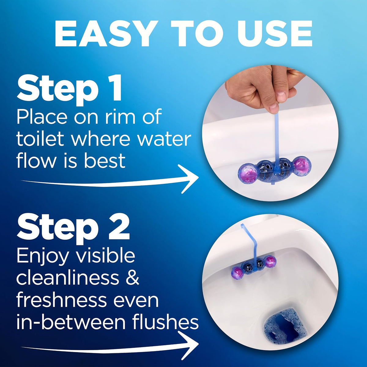 Bloo Self Active Single Toilet Rim Block and Bowl Cleaner with Flower. Hanging Toilet Bowl Cleaner Rim Block with 100% More Cleaning Power.