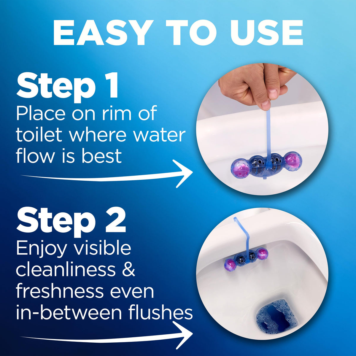 Bloo Self Active Single Toilet Rim Block and Bowl Cleaner with Flower. Hanging Toilet Bowl Cleaner Rim Block with 100% More Cleaning Power.