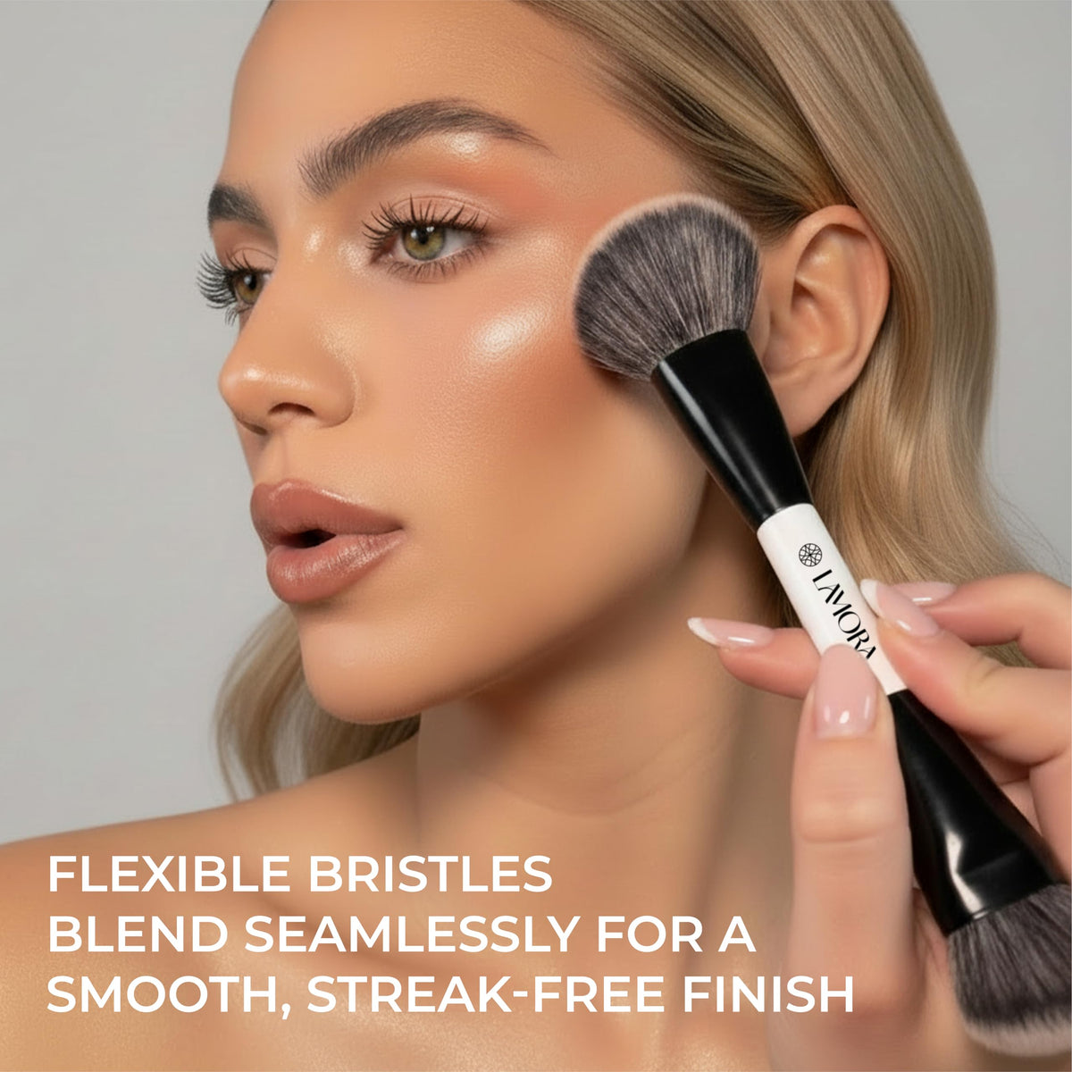 Make Up Brush Foundation Kabuki Flat Top, Perfect For Blending Liquid Cream