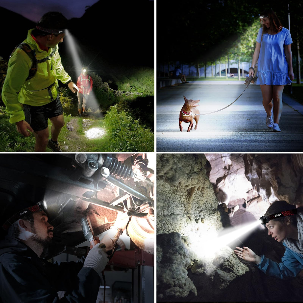 Blukar Head Torch Rechargeable, 2000L Super Bright LED Headlamp Headlight