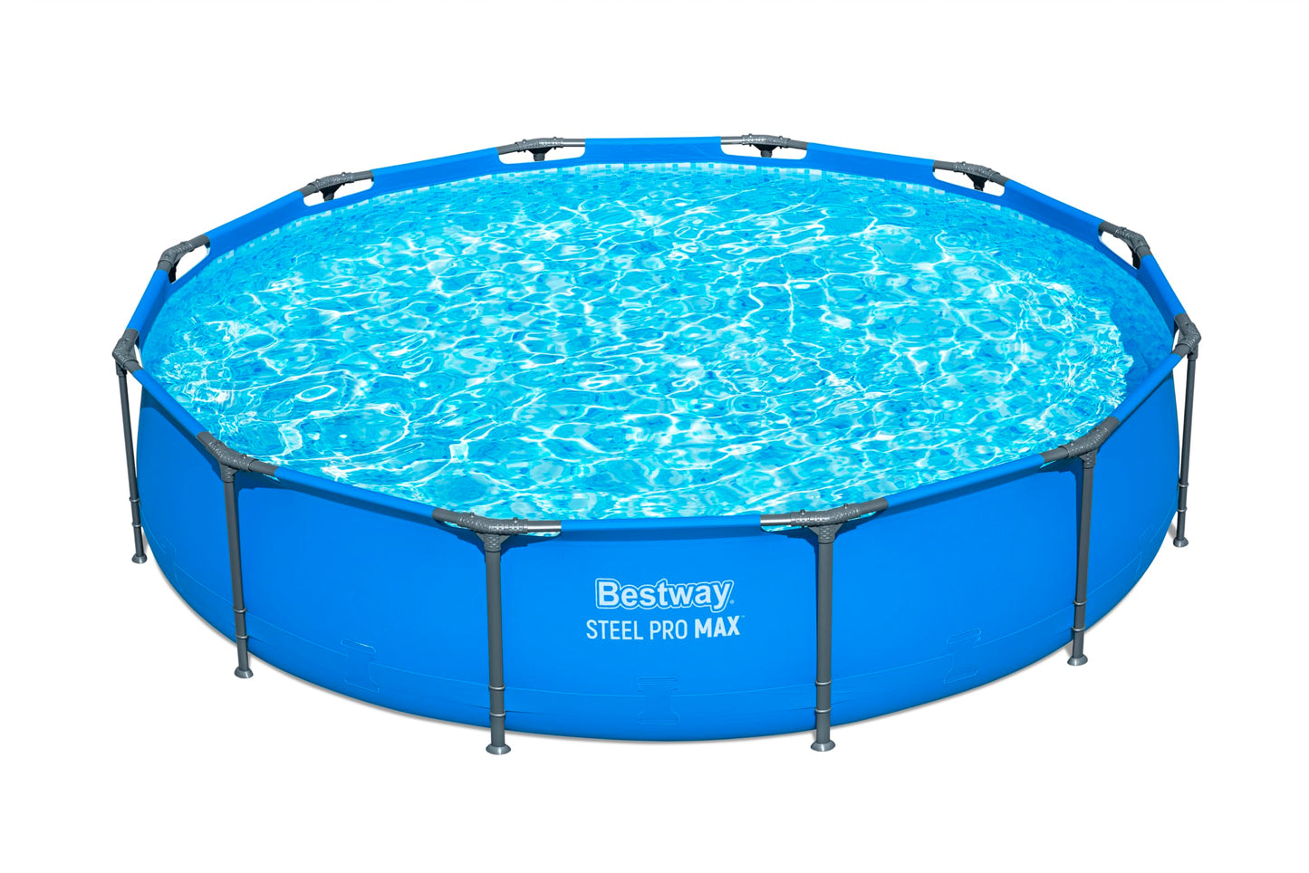 Bestway Steel Pro Round Frame Swimming Pool 12 ft with Filter Pump, 366 x 76 cm Above Ground Pool, Tri Tech Durable Liner, Rust Resistant Steel Frame, Easy Setup Garden Pool - Blue