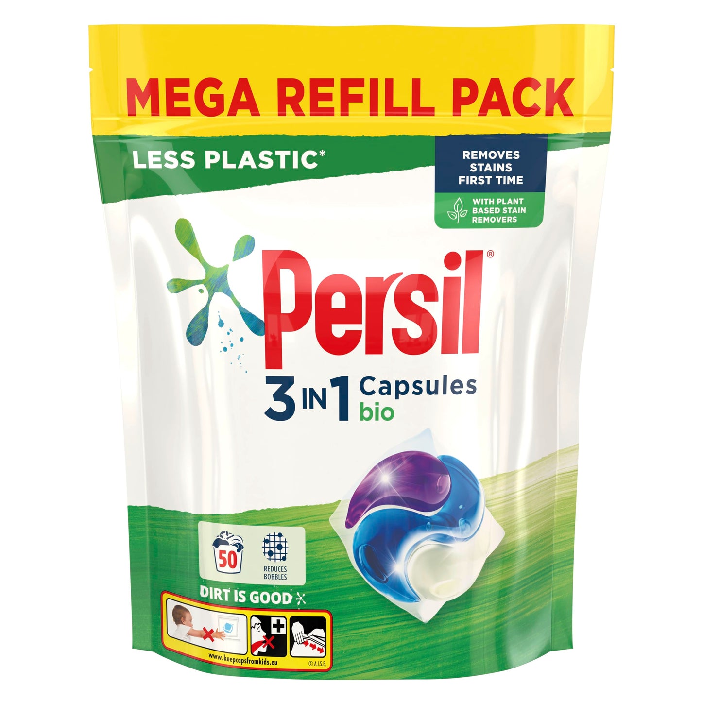 Persil Bio 3 in 1 Washing Capsules 1st time removal of tough stains outstanding stain removal in quick & cold washes 48 washes