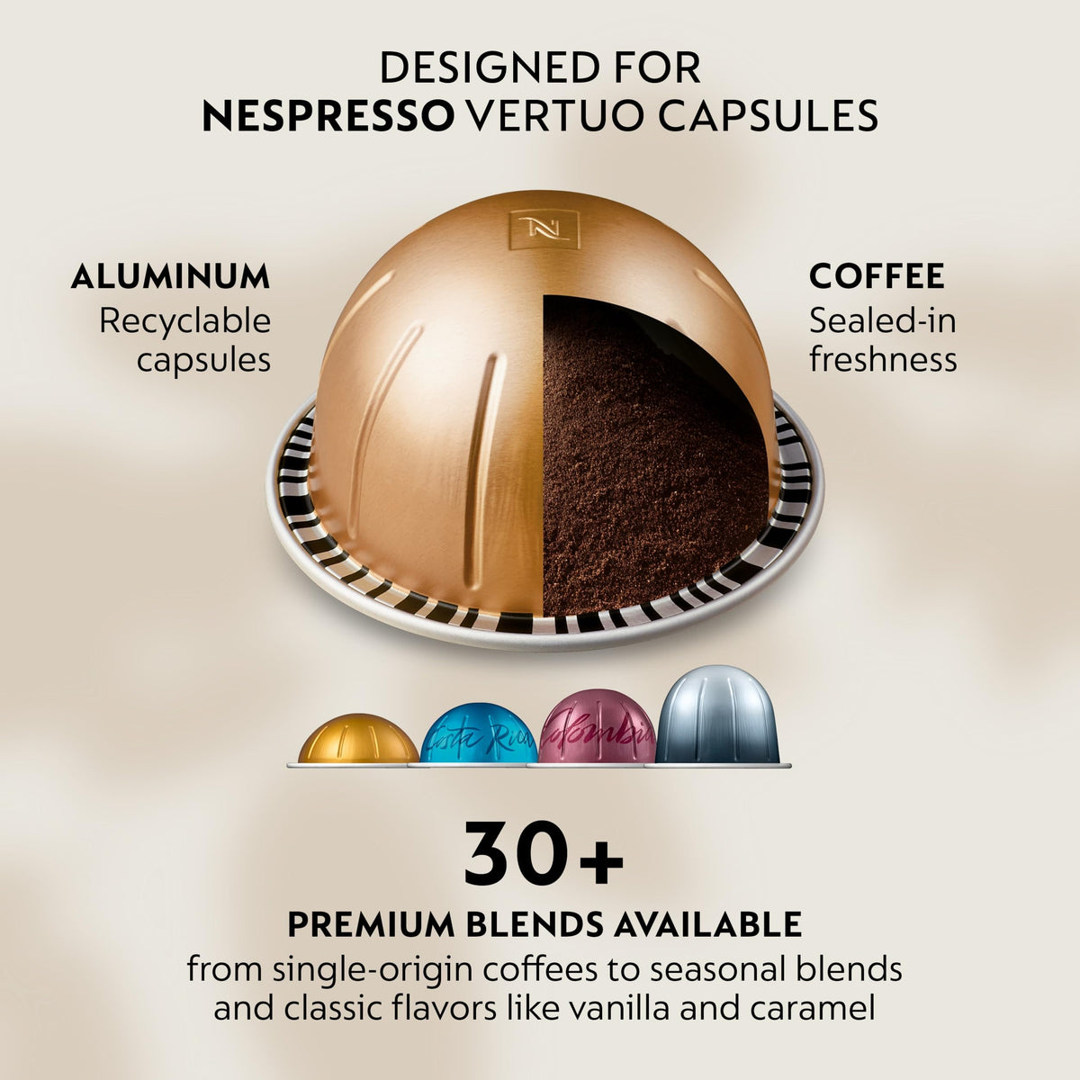 Nespresso Vertuo Coffee Pods Espresso Variety Pack - 30 Capsules (3 sleeves) Includes 10 Altissio, 10 Diavolto, 10 Voltesso Pods