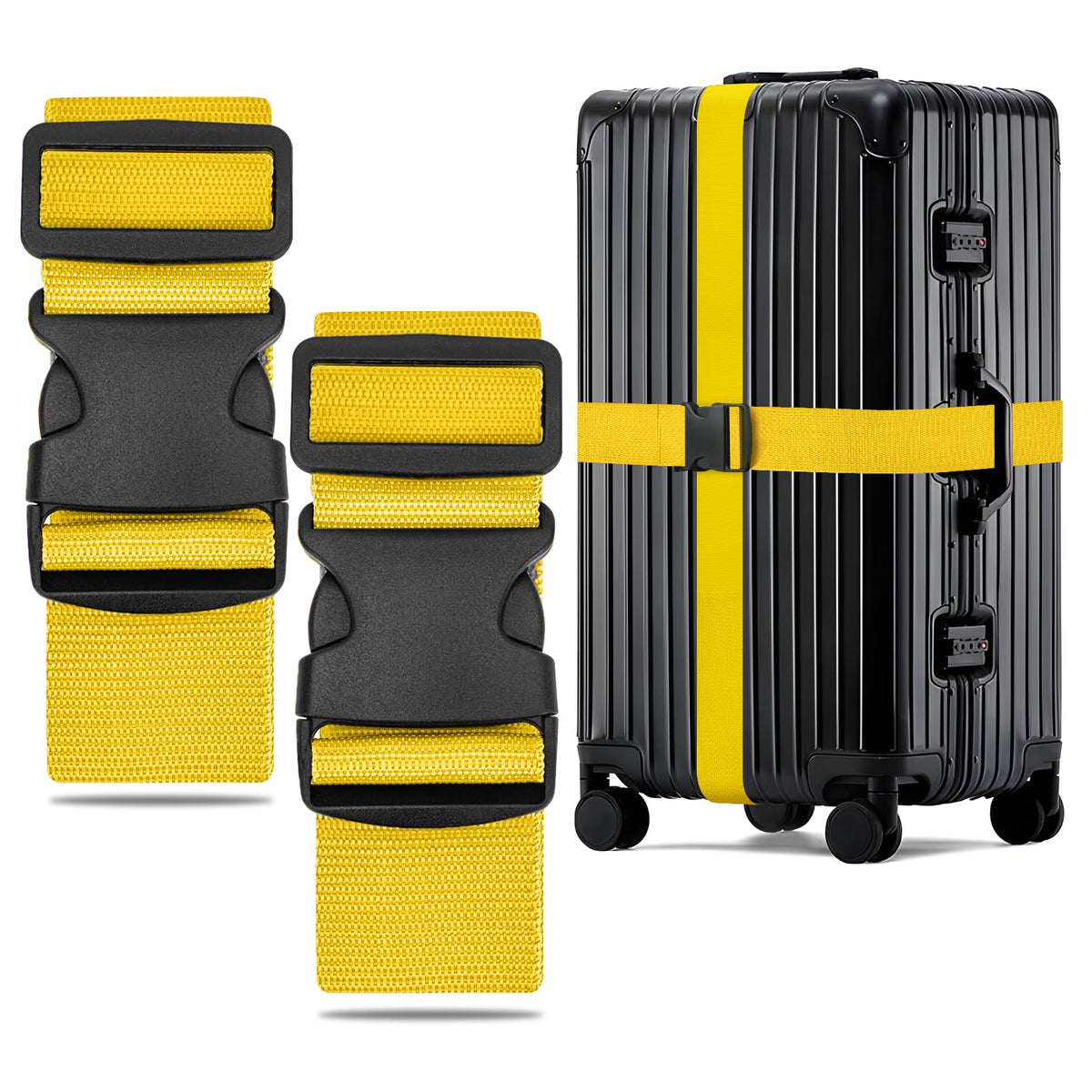 WISYOK Luggage Straps Extended, 4 Pack, 130-250cm Adjustable, Blue Orange