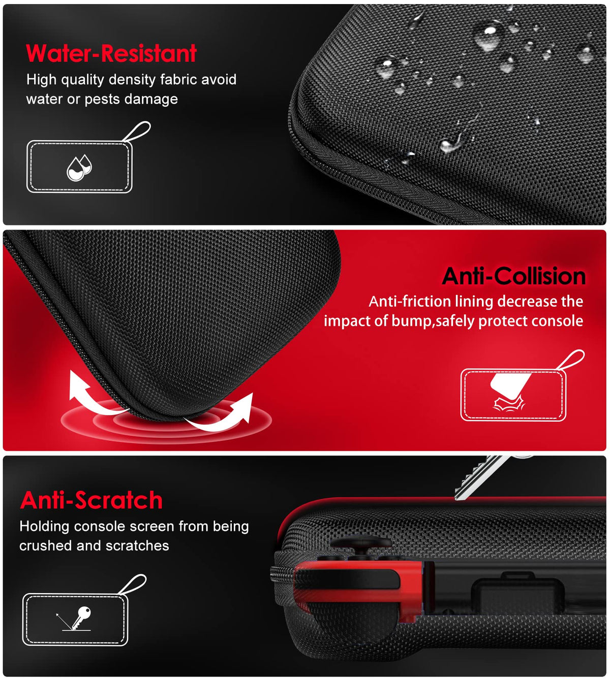 ivoler Carry Case for Nintendo Switch 2 (2025 Model) – Protective Portable Hard Shell Pouch Carrying Travel Game Bag for Nintendo Switch 2 Accessories Holds 12 Game Cartridge– Black