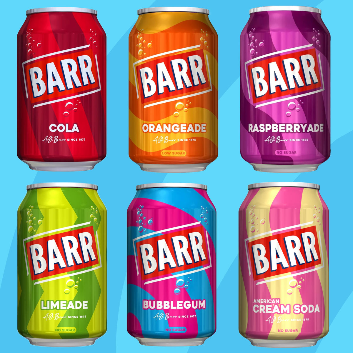 Barr Cream Soda Zero Sugar Sparkling Soft Drink, 24 Pack, 330ml Cans
