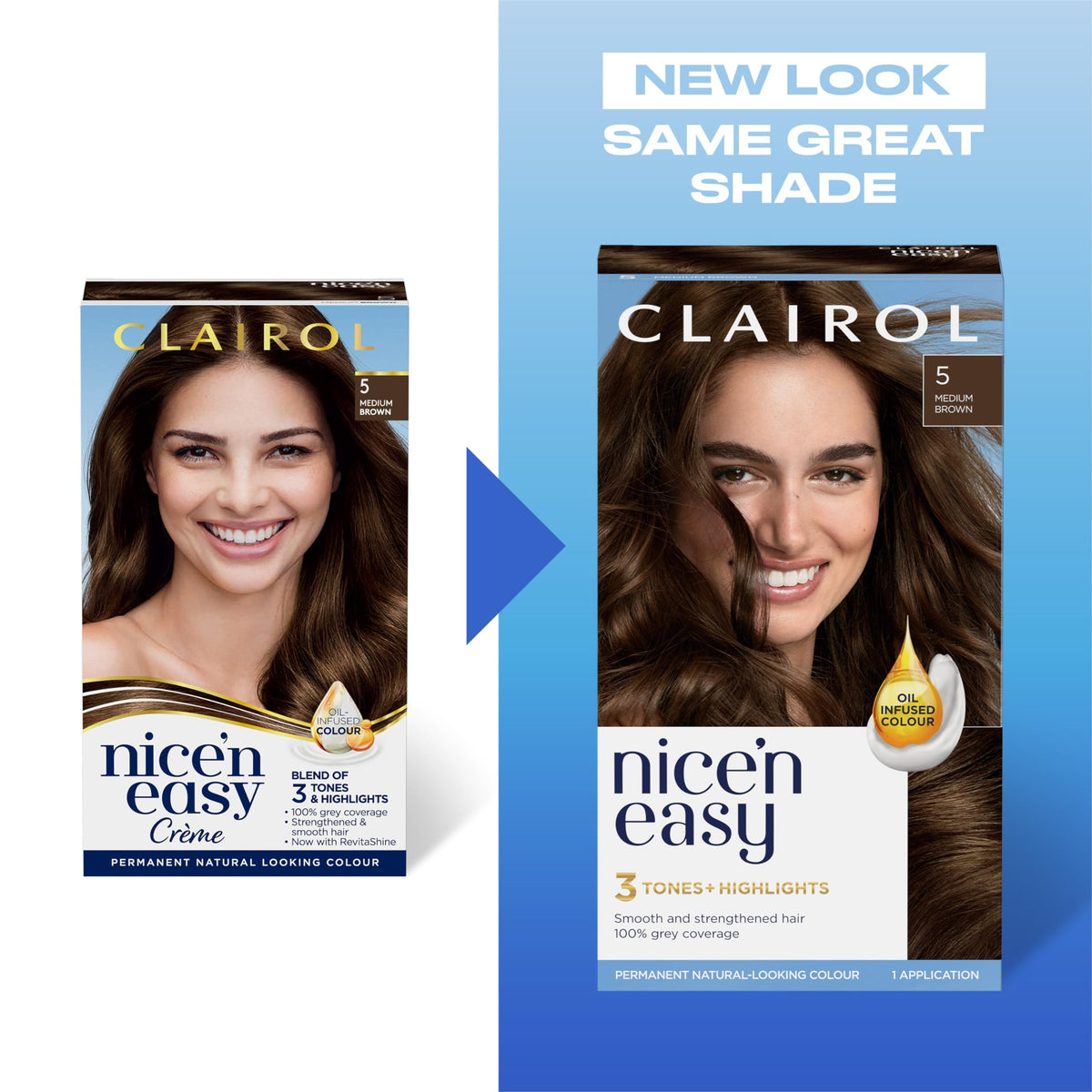 Clairol Nice'n Easy Crème Natural Looking Oil Permanent Hair Dye Infused