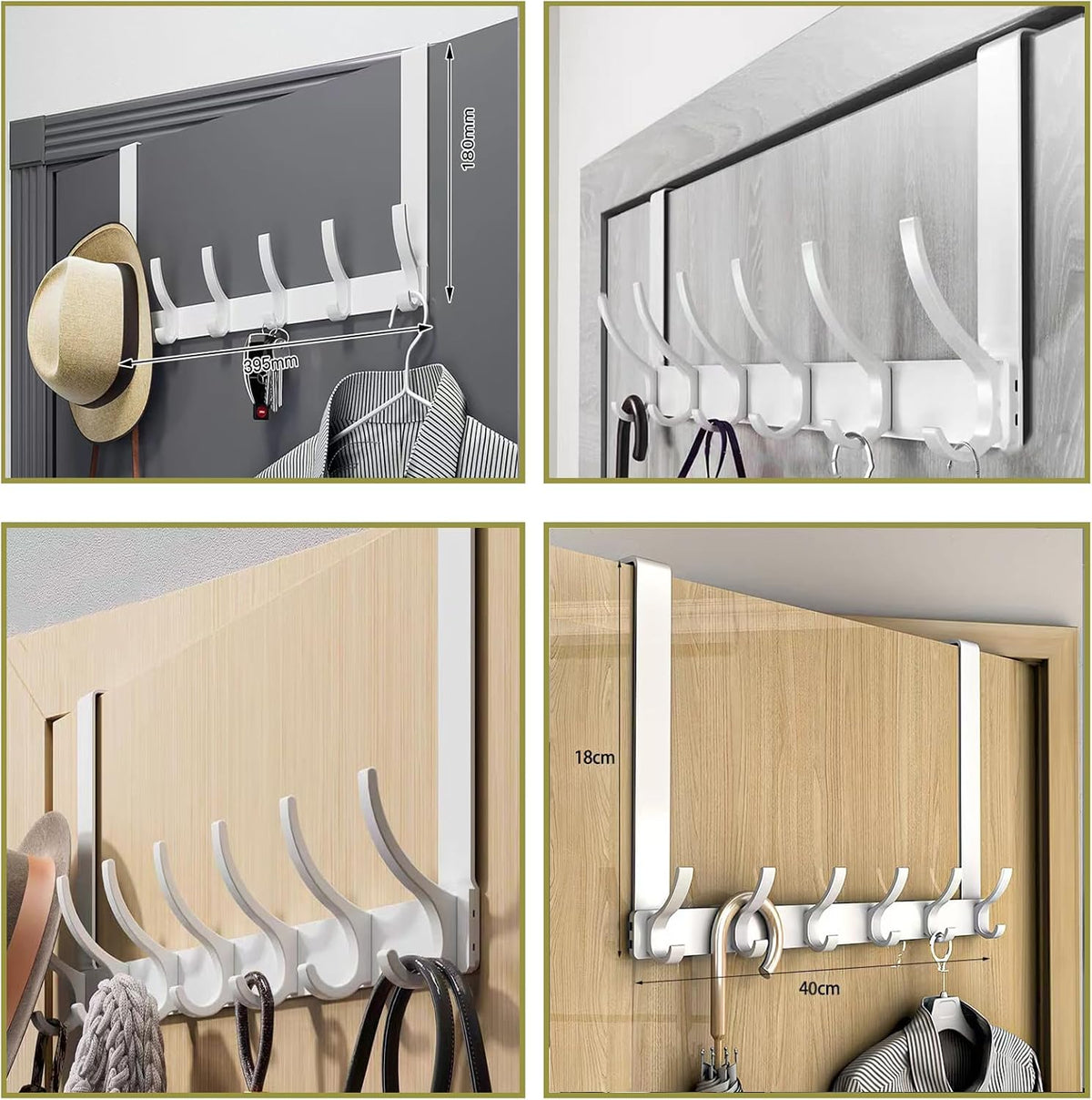 CASPLUS Over Door Hooks, Heavy Duty Over Door Hanger, 12 Door Hooks for Coats, Hats, Bags, Clothes, Towels, White