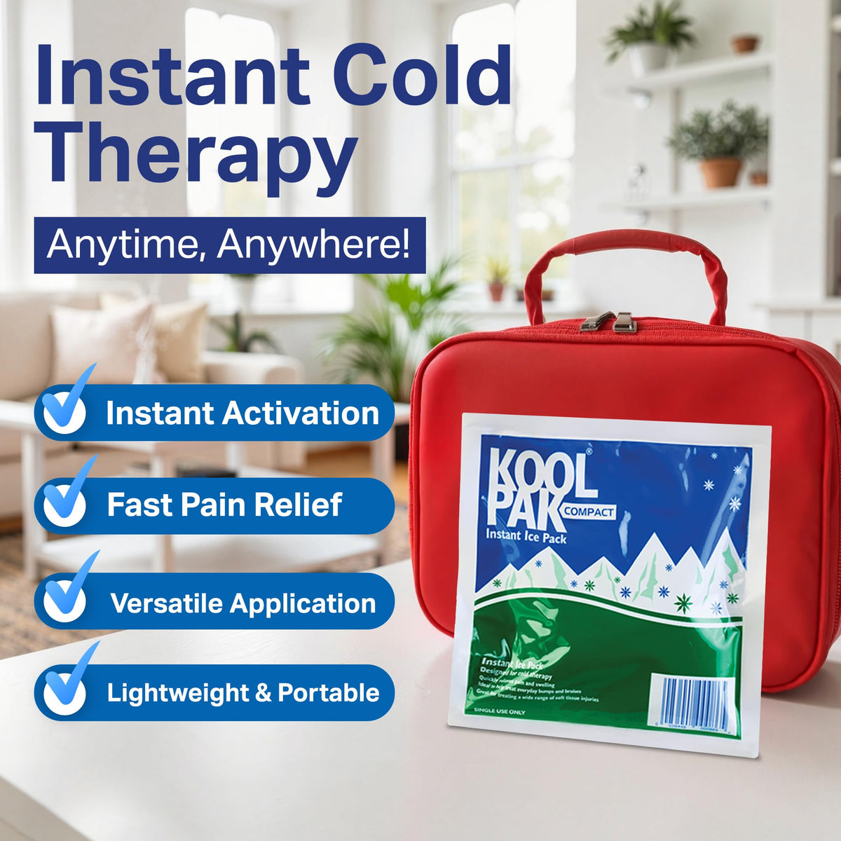 Koolpak Compact Instant Cold Ice Packs - 15 x 15cm - Pack of 10