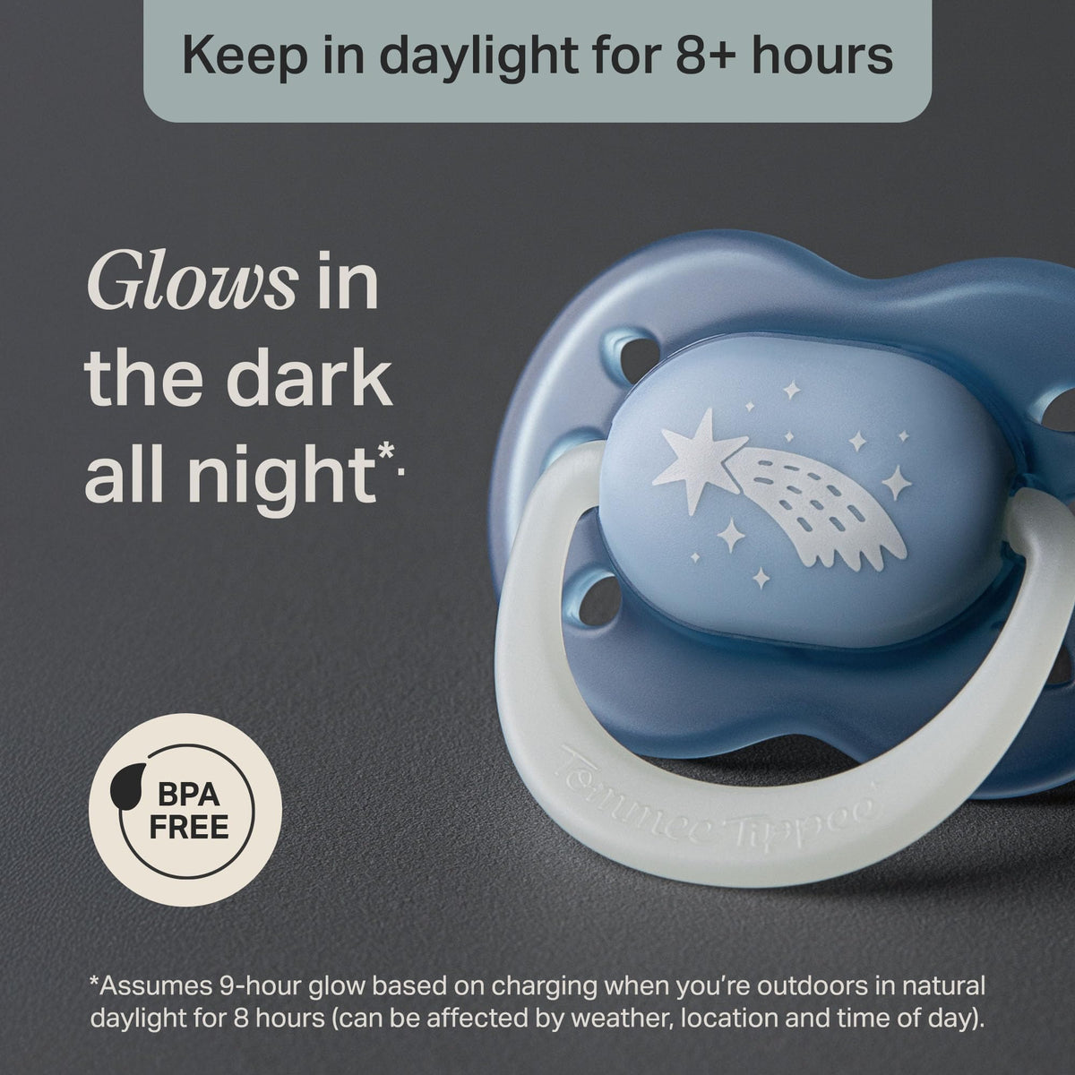 Tommee Tippee Ultra-Light StayPut Night Glow Dummy 6-18m Pack of 2