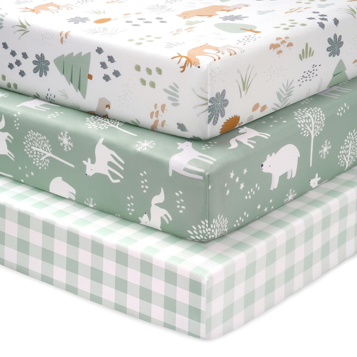Cot Bed Sheets 140 x 70cm Fitted, 3 Pack Baby Cot Sheets, Ultra Soft & Silky Smooth Microfiber Toddler Bed Sheets Pink Rainbow