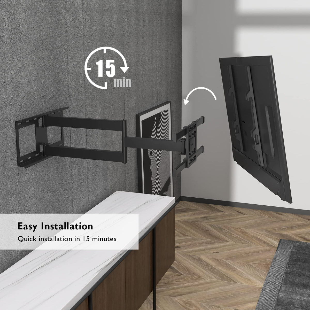 BONTEC Long Reach TV Wall Bracket, 1040 mm TV Mount for 32-75 Inch, 60 kg