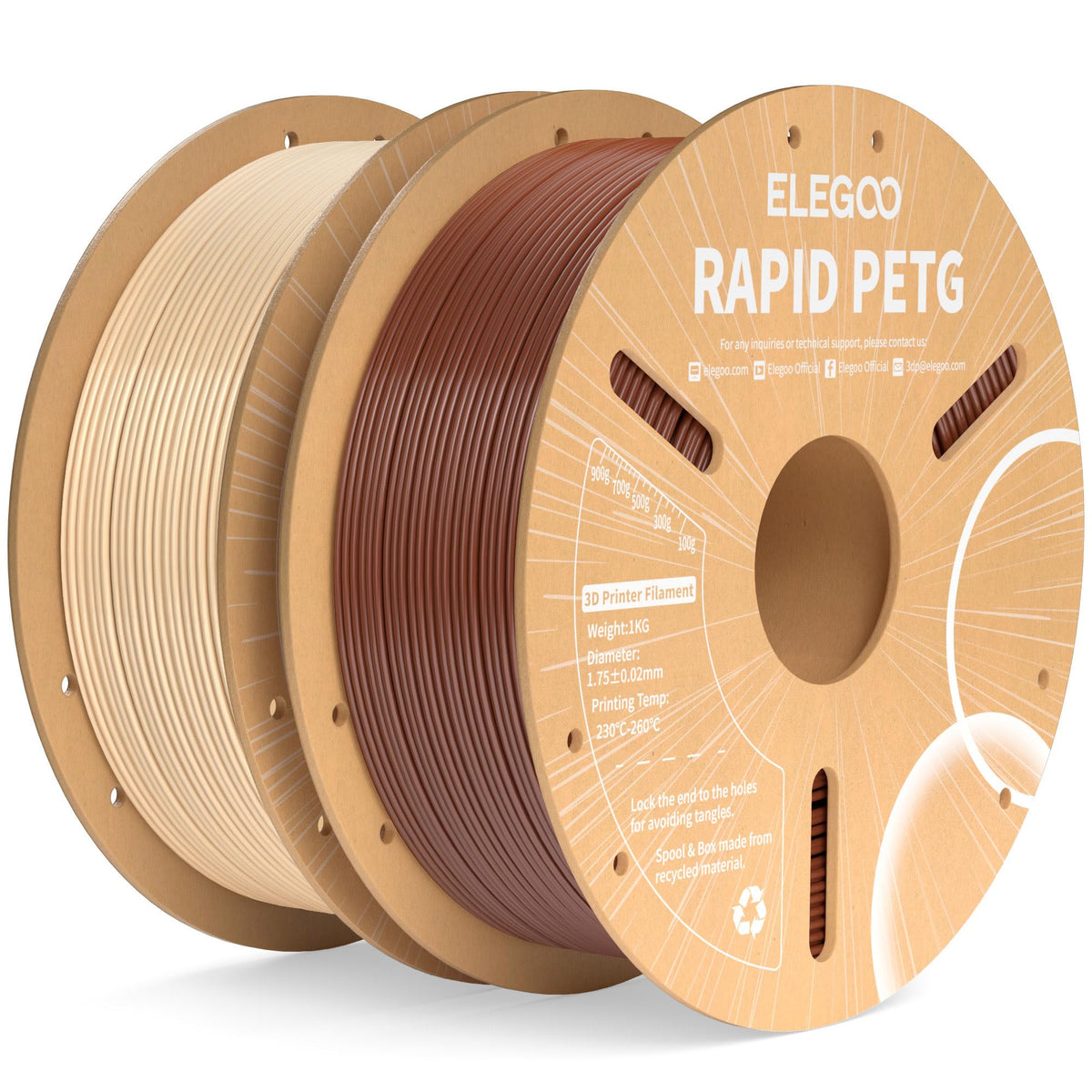 ELEGOO Rapid PETG 3D Printer Filament 1.75mm Black 1KG