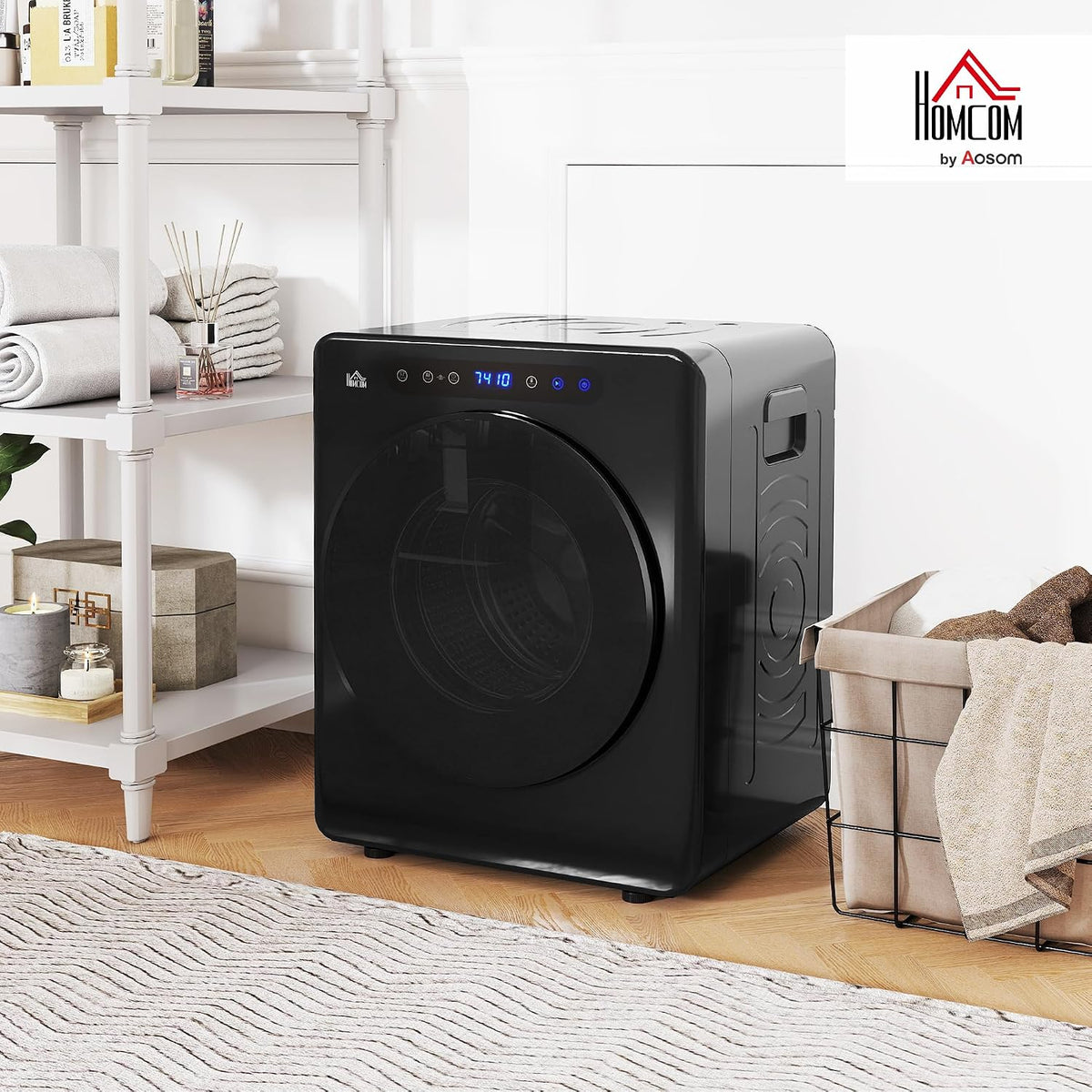 HOMCOM Vented Tumble Dryer 5kg Wet Laundry/3kg Dry Capacity 1000W Black