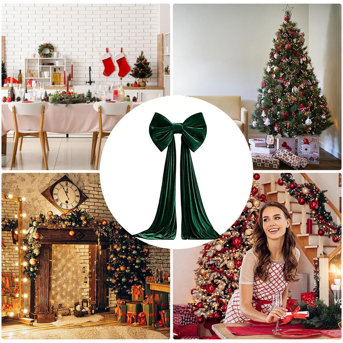 Large Christmas Tree Topper Bow, 200CM Giant Velvet Christmas Tree Bows