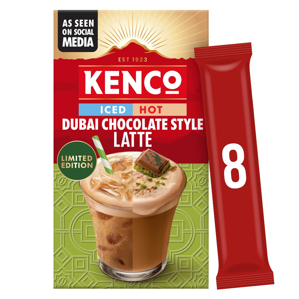 Kenco Iced Hot Salted Caramel Latte Sachets x8 (Pack of 5, Total 40 Sachets)