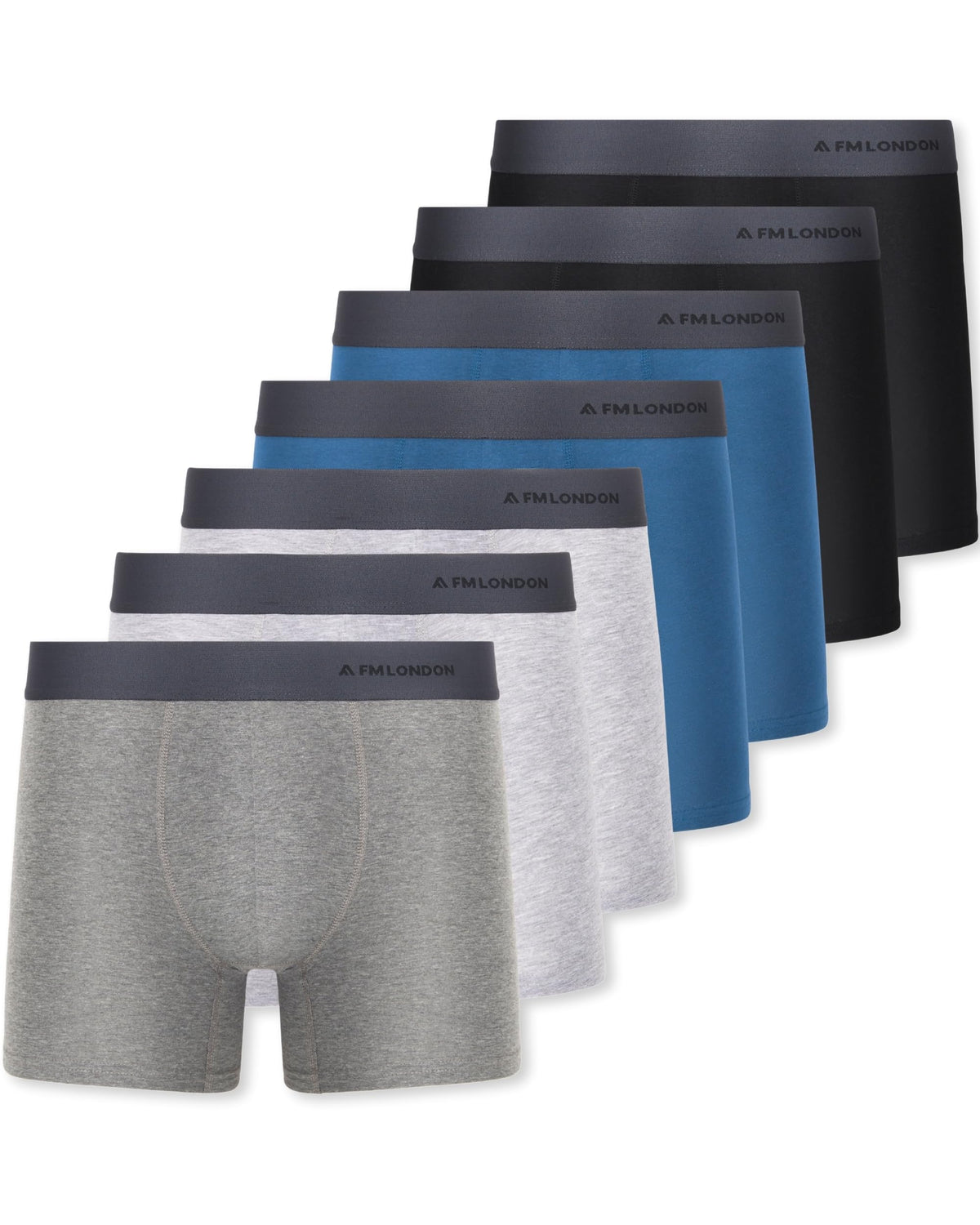 FM London 7-Pack Mens Boxers, Cotton Rich, Soft & Stretchy Mens Underwear