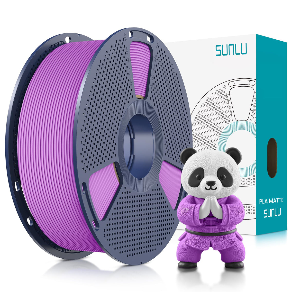 SUNLU Matte PLA 3D Printer Filament 1.75mm, Matte Black 1KG