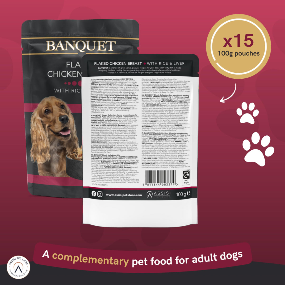 HiLife Banquet Adult Wet Dog Food, Mixed Multipacks Classic Collection & Supreme Selection, Made with 100% Natural Ingredients (36 Pouches x 100g)