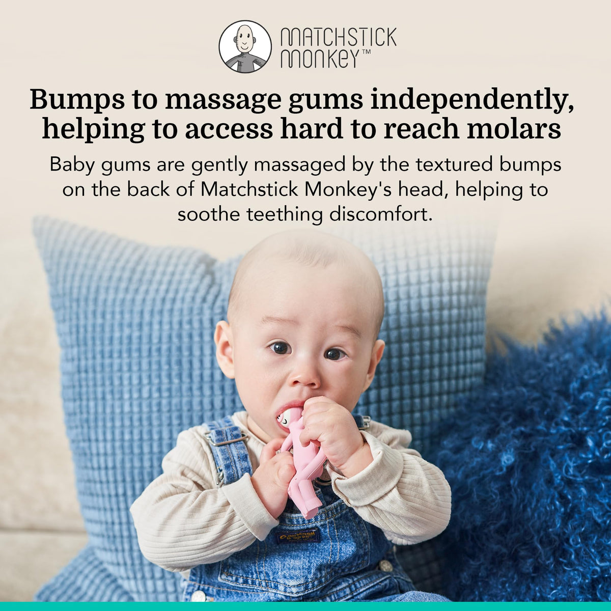 Matchstick Monkey, Antimicrobial Silicone Teether & Gel Applicator, Easy To Grip, BPA Free, 3 Months Old+, 11 cm, Gigi Giraffe, Pack of 1