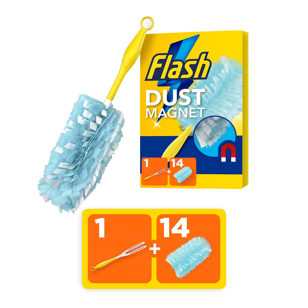 Flash Dust Magnet Duster Starter Kit (1 Handle + 13 Refills)