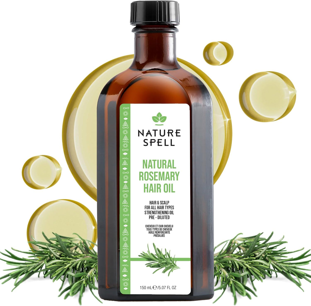 Nature Spell Rosemary Oil for Hair Growth, Pre-Diluted Scalp Oil, 150 ml