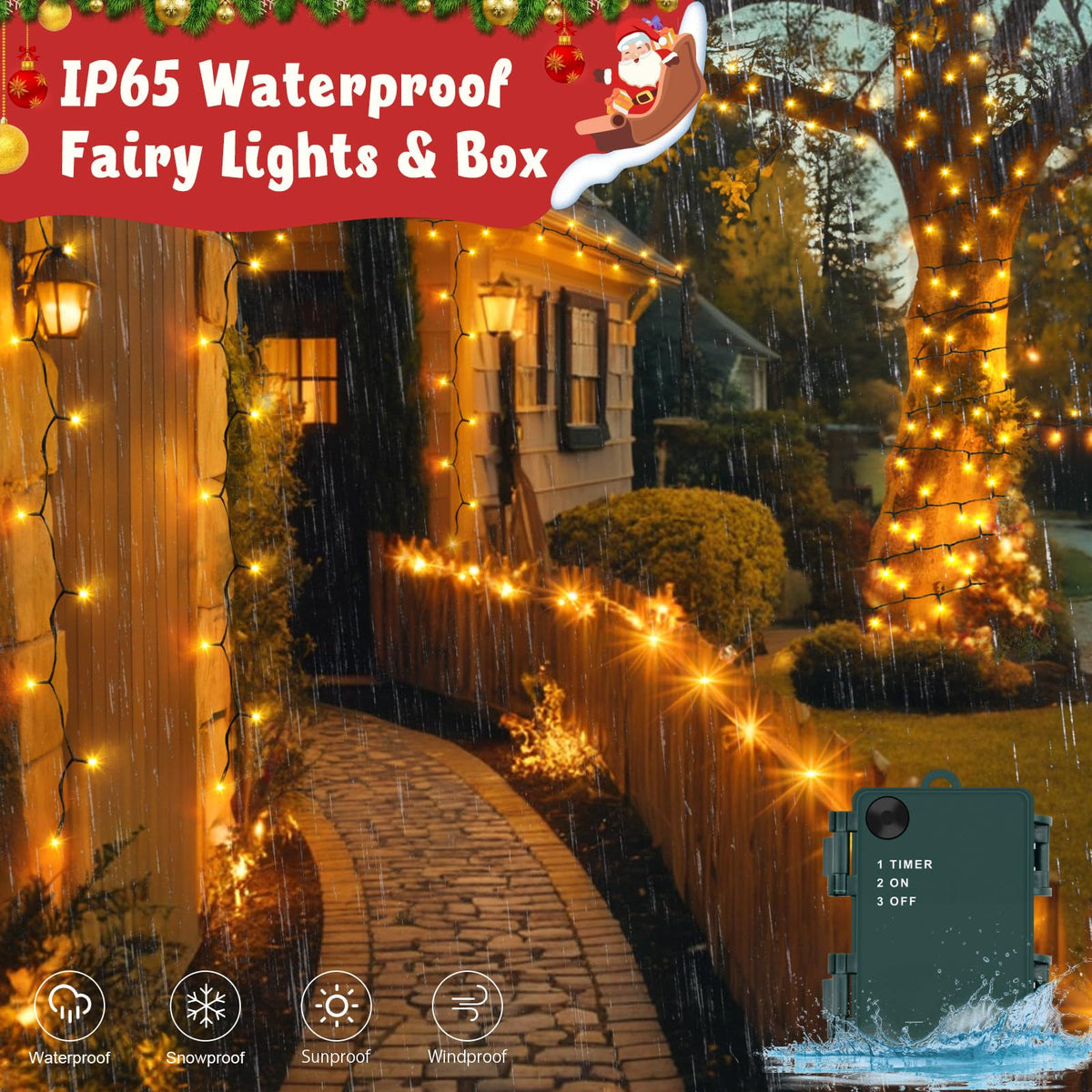 Gcstnn Battery Fairy Lights, 3M/9.8Ft 30LED Battery Powered Fairy Lights Indoor Outdoor with 6h Timer Waterproof String Lights On Green Cable,for Bedroom Christmas Tree Decorations,Garden-Cool White