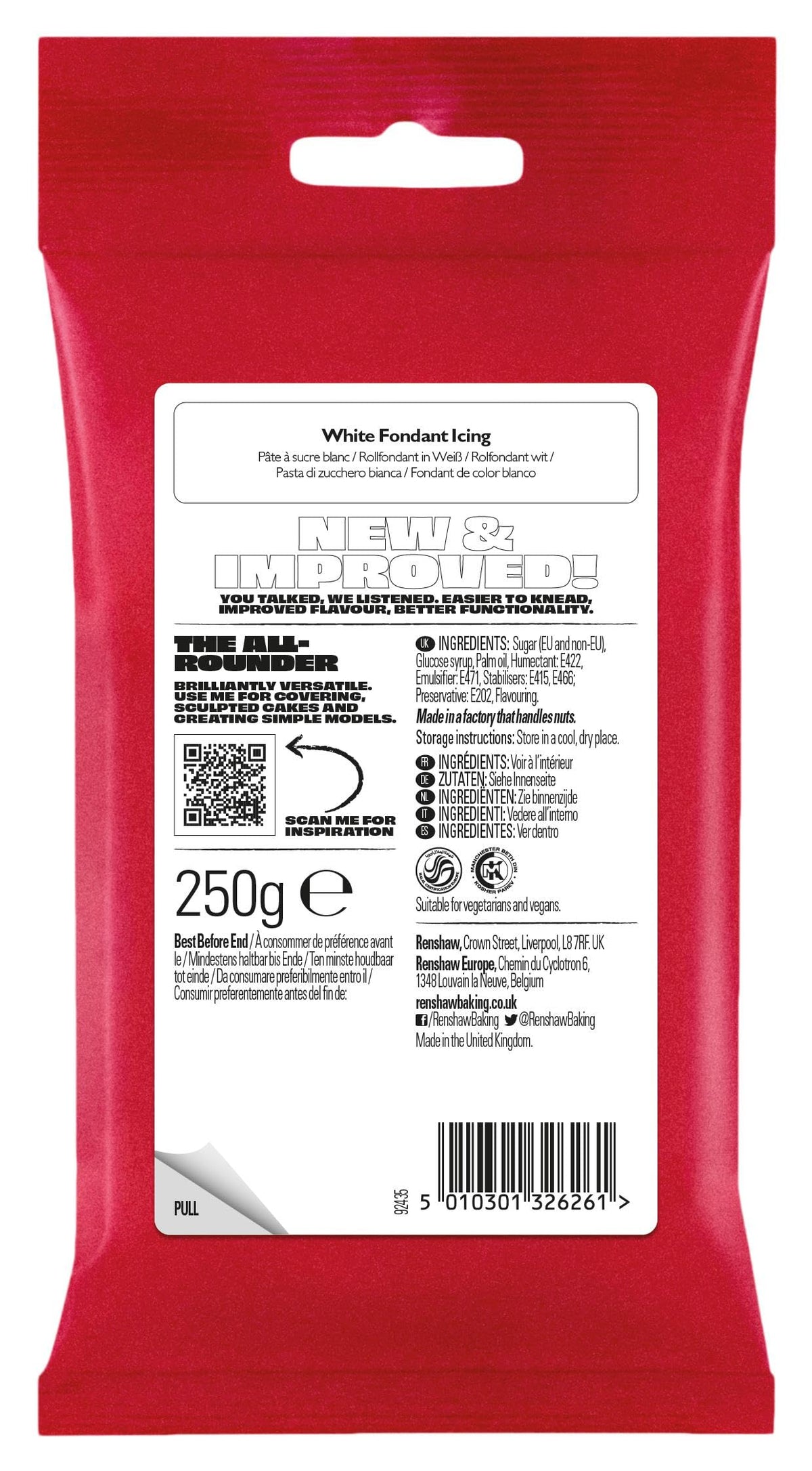 Renshaw White Ready to Roll Fondant Icing, 500 g (Pack of 1)
