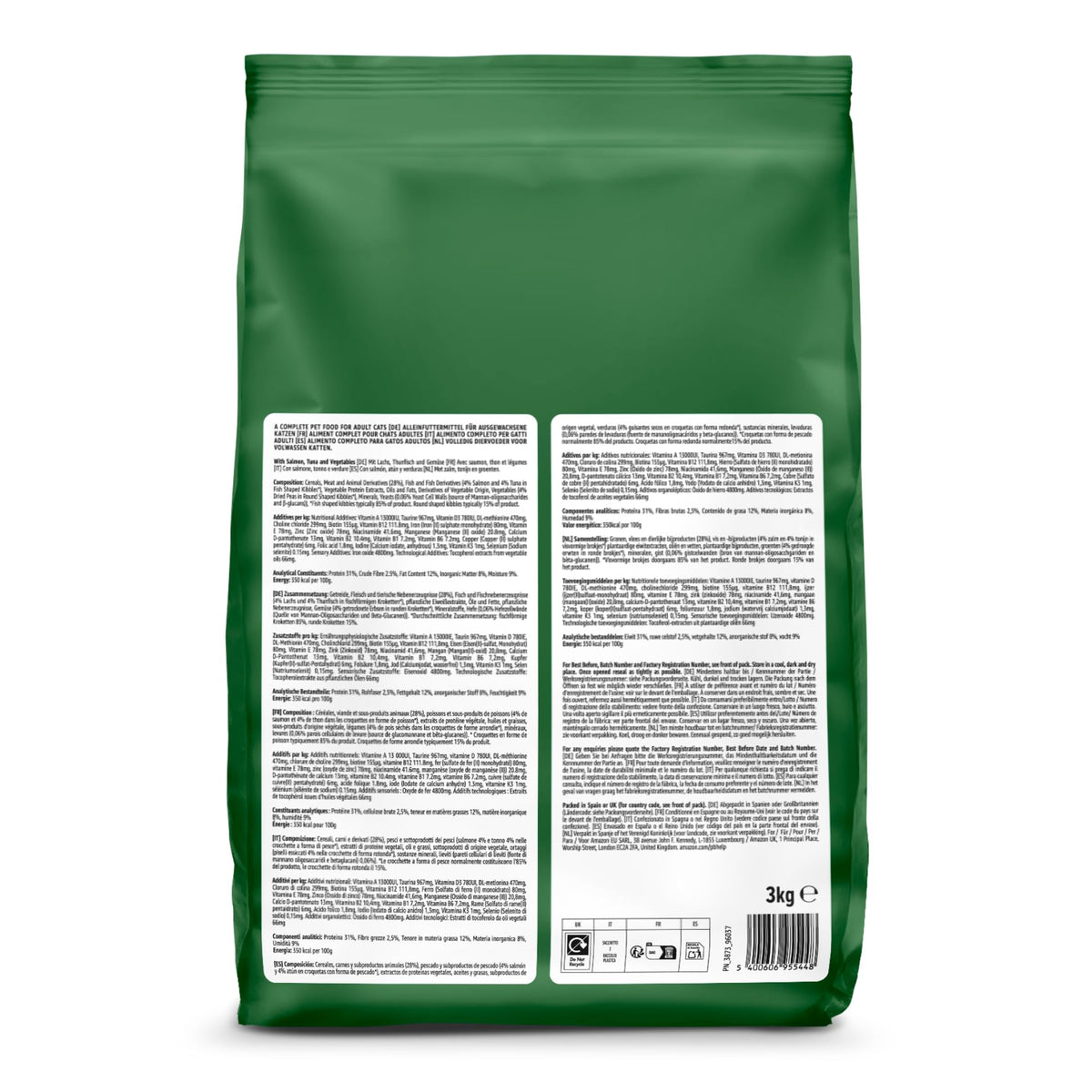 by Amazon - Complete Dry Cat Food with Salmon, Tuna and Vegetables, 2 pack of 3kg