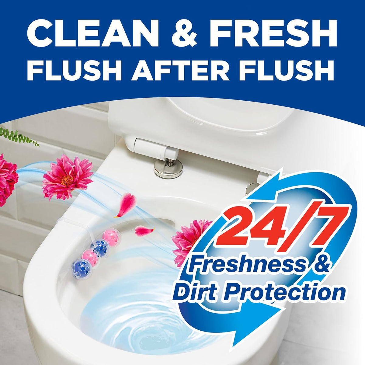 Bloo Power Active Toilet Rim Block & Freshener, Fresh Flowers, Pack of 1