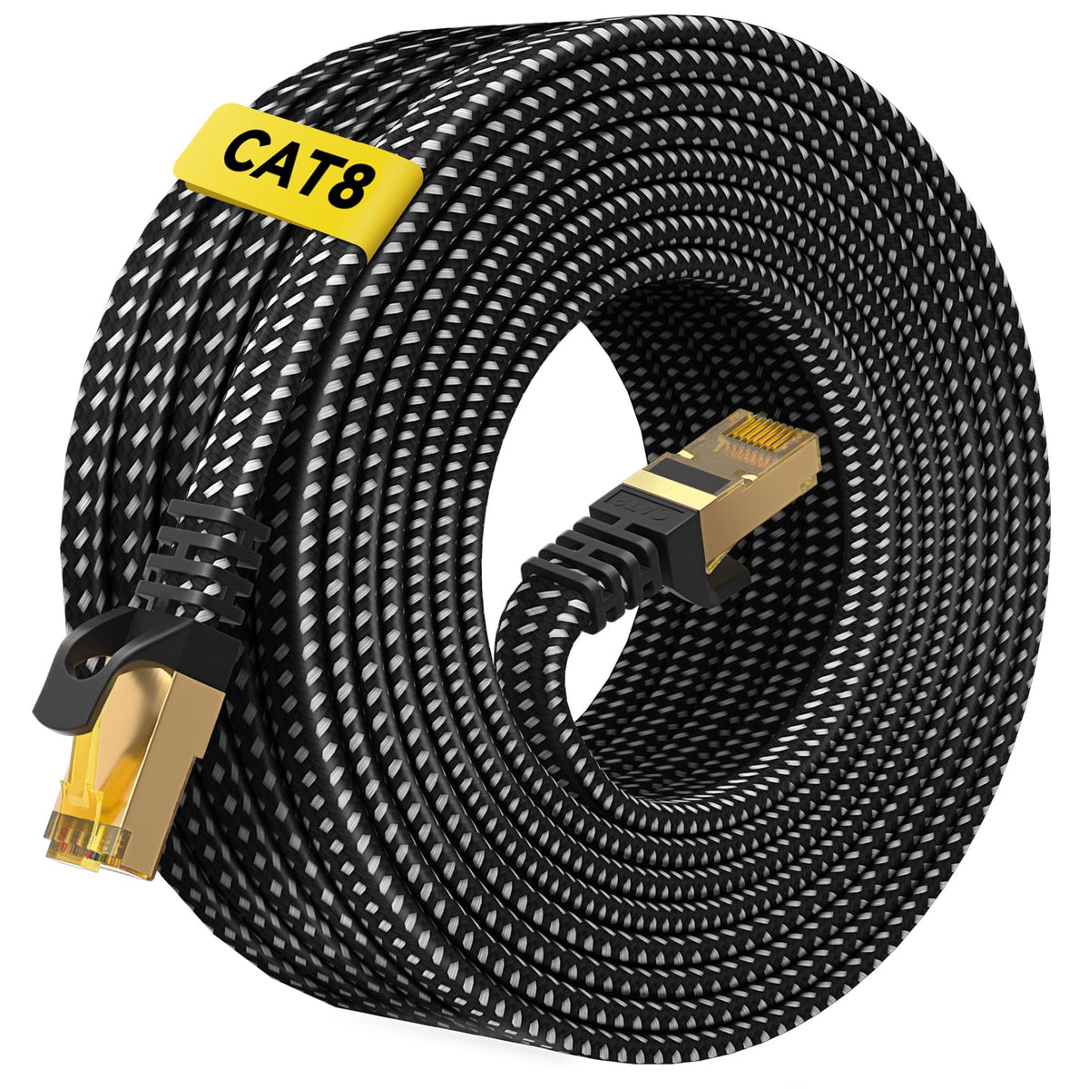 ARISKEEN Cat 8 Ethernet Cable 10M, High-Speed 40Gbps 2000MHz Network Cable Braided Flat Gigabit Rj45 STP Shielded Internet Network Lan Cable Cord for Modem Router PC