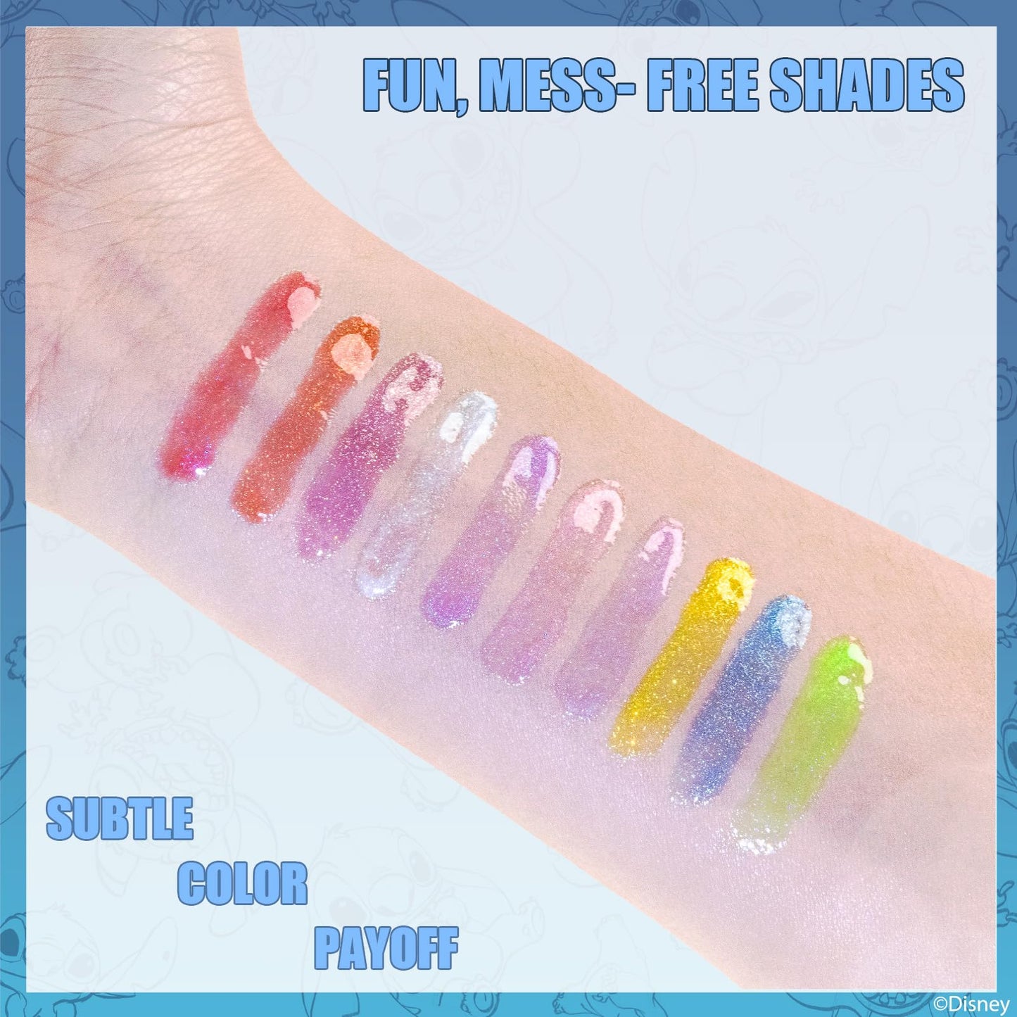 Stitch 10 Piece Plant Based Lip Gloss, Girls Party Favours, First Makeup Set for Girl, Perfect for Parties, Sleepovers and Birthday Gifts, Ages 3+, by Townley Girl