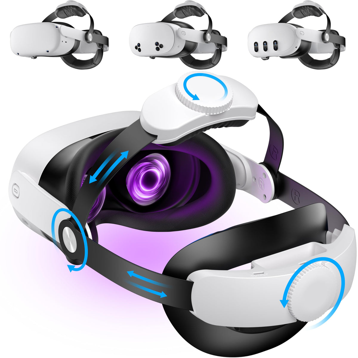 Comfortable Head Strap for Meta Quest 3S/3/2 with 7500mAh LED Display Battery Bank,VR Headset Elite Strap Replacement,All-Directional Adjustable Oculus Headstrap,Enhanced Support & Reduce Pressure