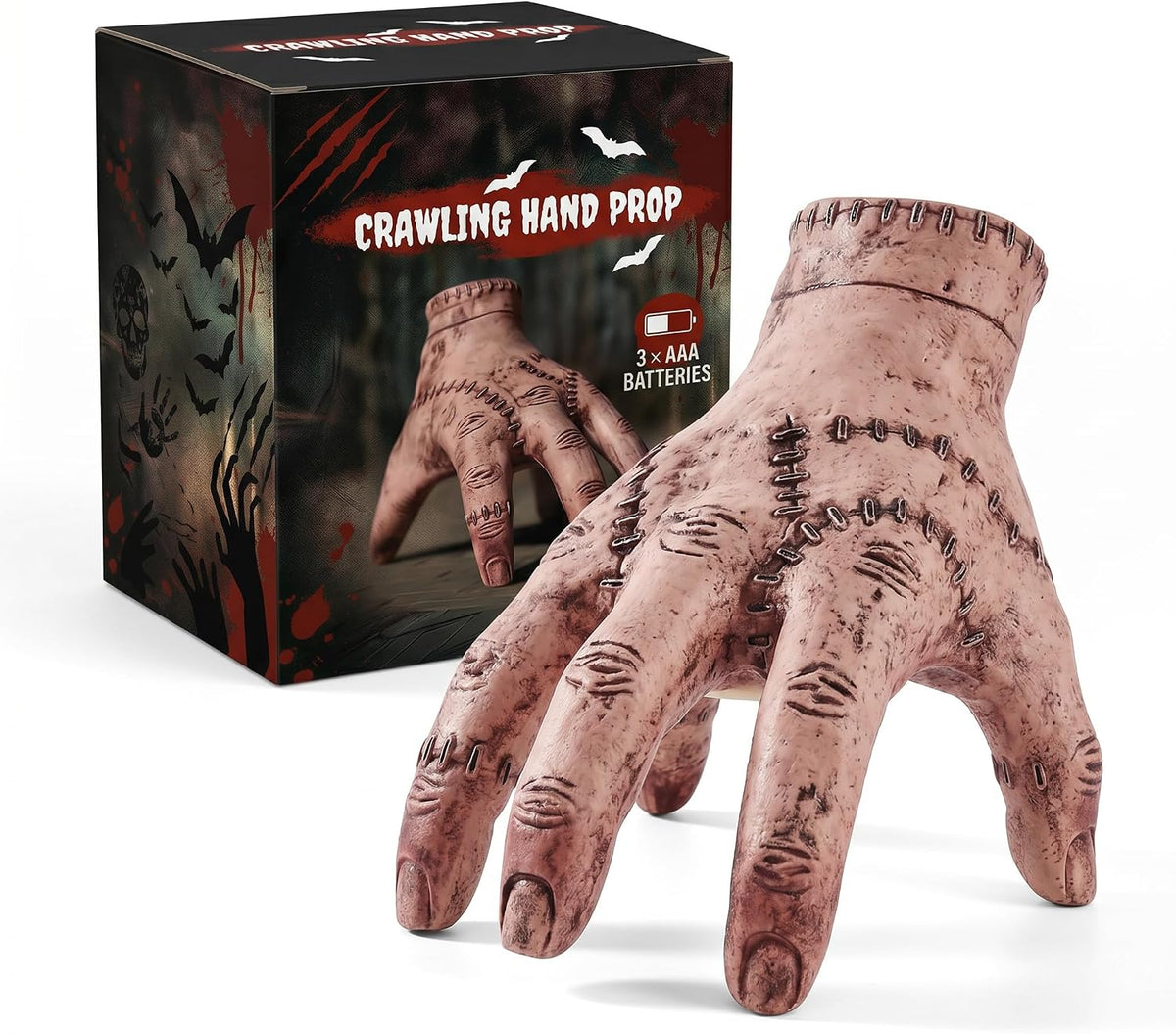 Halloween Animatronic Crawling Hand – Spooky Moving Decoration with Scary Sound Effects, Sound & Touch Activated for Indoor Outdoor Haunted Displays