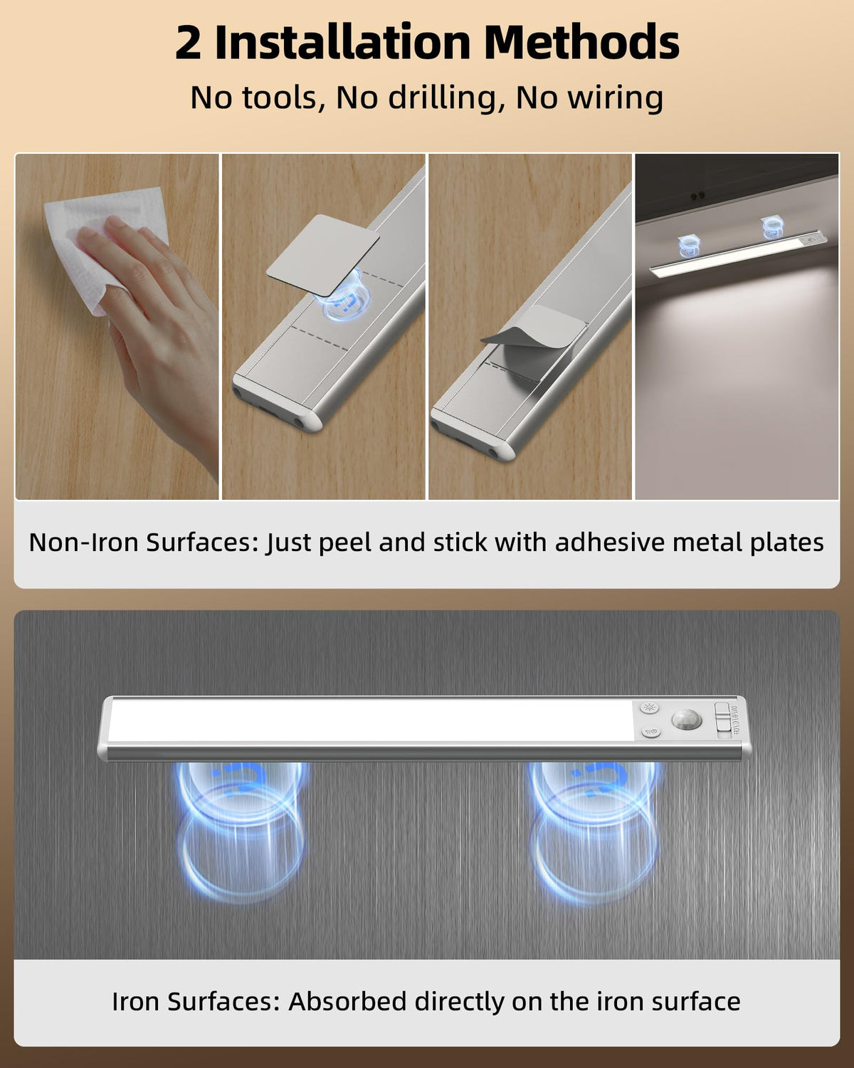 EZVALO Under Cabinet Kitchen Lights, Motion Sensor Lights Indoor 2-Pack