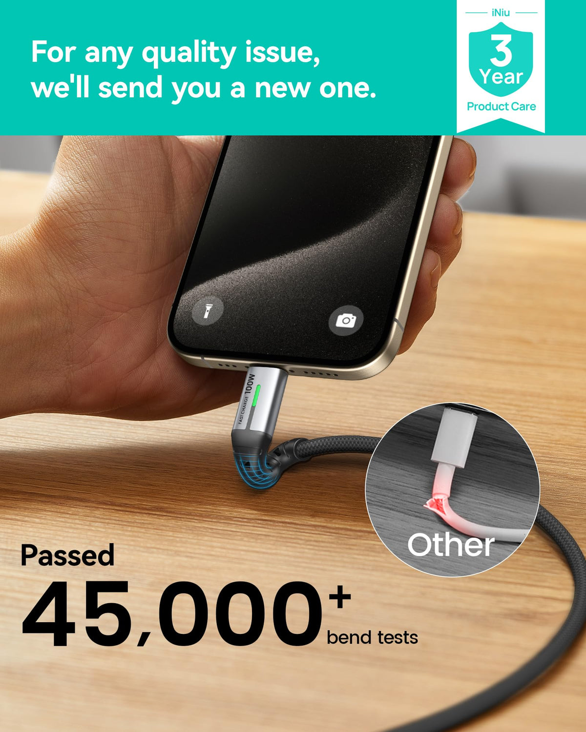 INIU USB C Cable, 2m 100W Fast Charging USB C to USB C Cable
