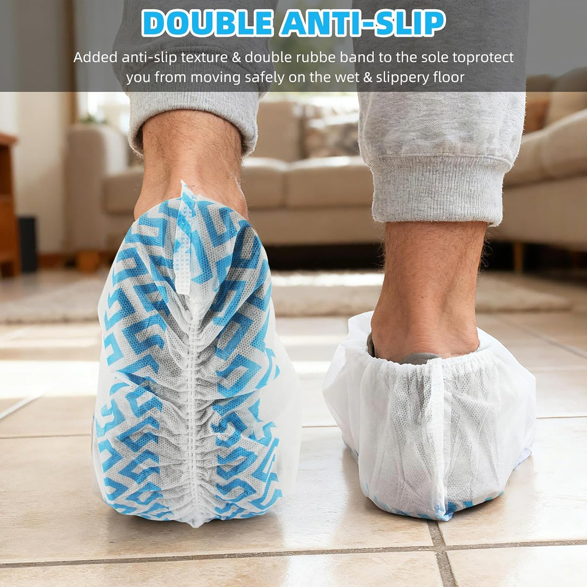 WUJUN 100/200 Pack Blue/Black Disposable Shoes Covers Boot Cover Waterproof, Dust-proof, Non-slip, One Size Fit Most, Protect Your Shoes, Carpets and Floors. Cleaning Accessories