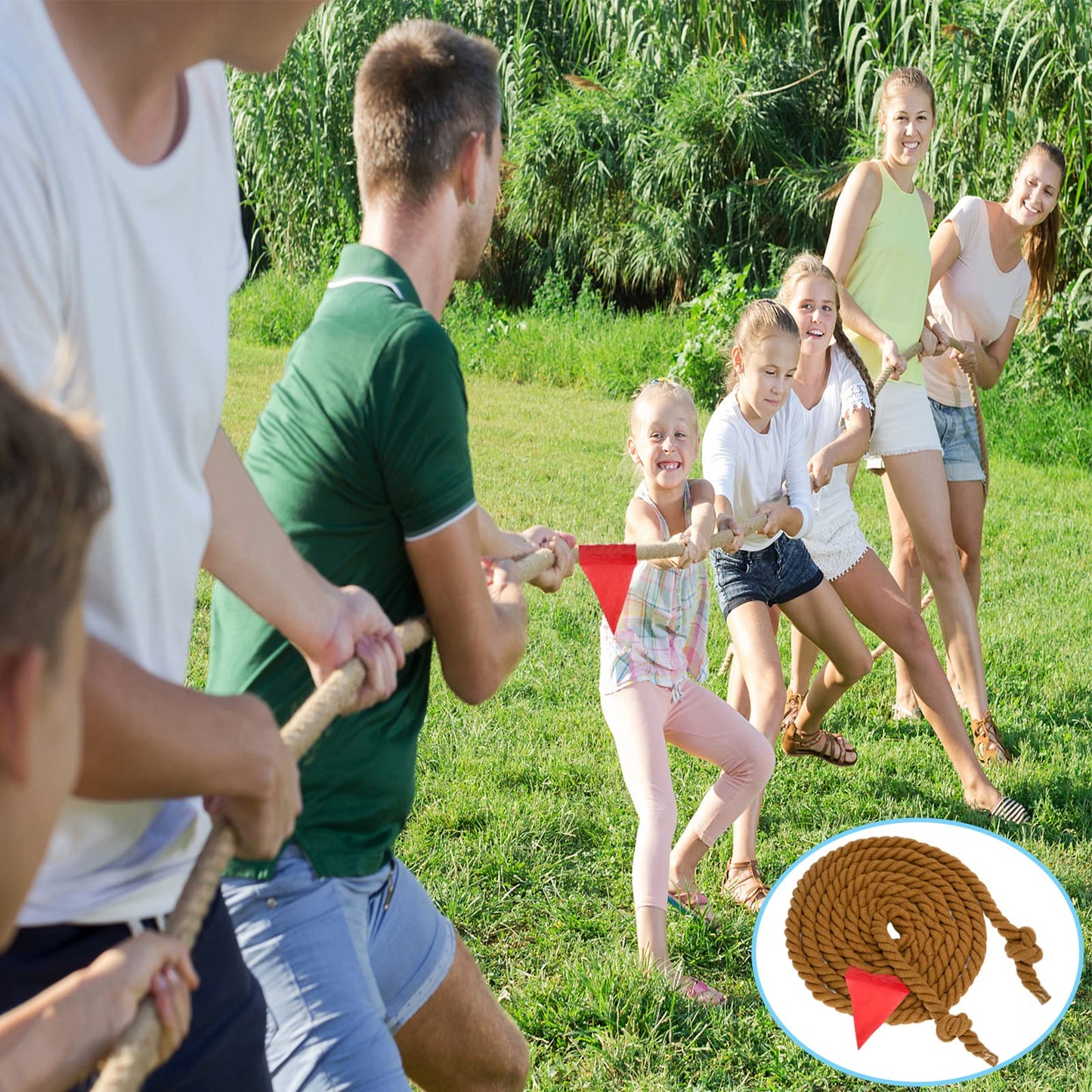 Tug of War Rope 20FT for Kids and Adults, Outdoor Field Day Lawn Yard Family Reunion Birthday Party Games, Outside Backyard Camping Picnic Game,Carnival Games Fun for Team Building Activities