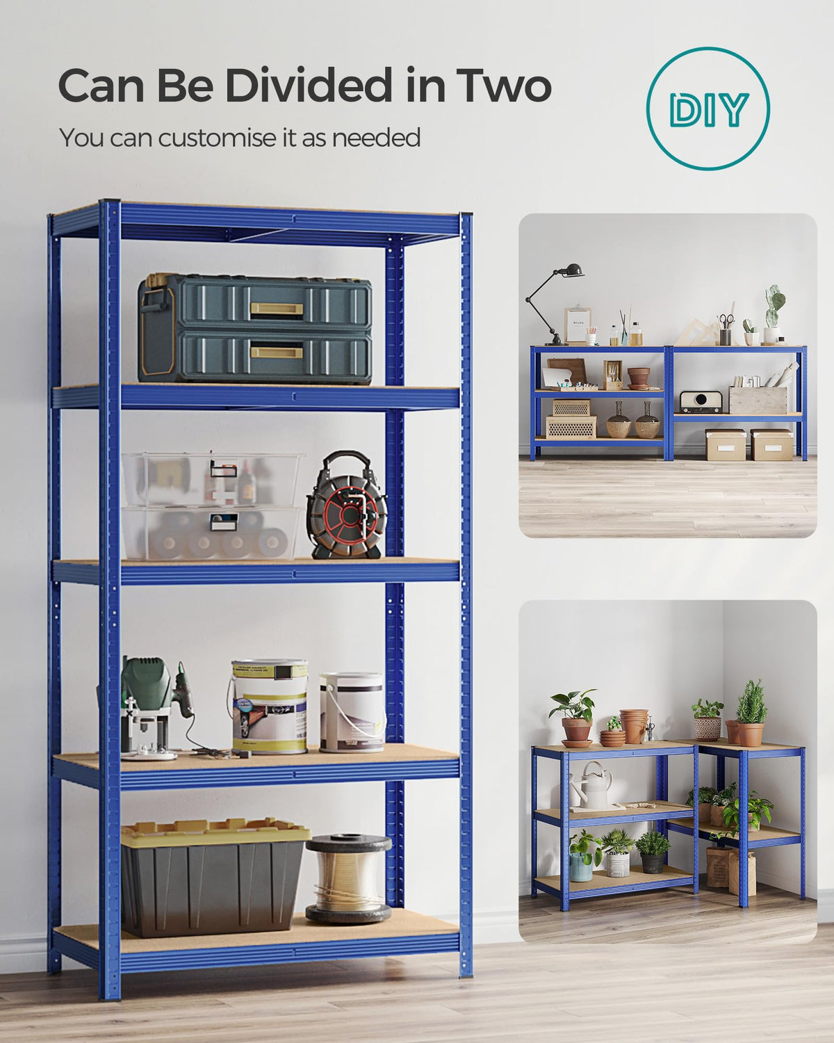 SONGMICS 5-Tier Heavy-Duty Shelving Units, Set of 2, Boltless Assembly